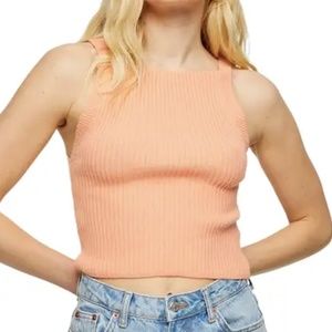 Topshop: Nordstrom, Rib Crop Tank in Peach. Size US 4-6, Small.